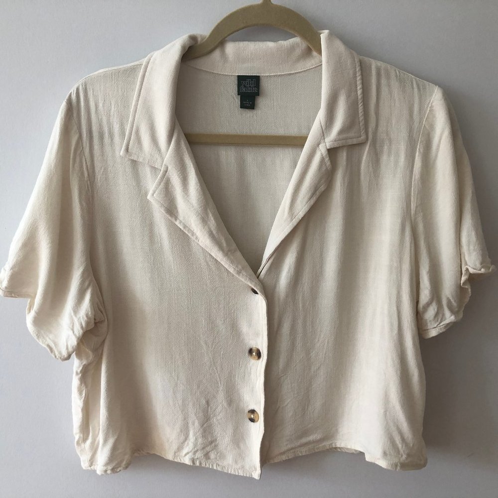 Cream Wild Fable button down crop top